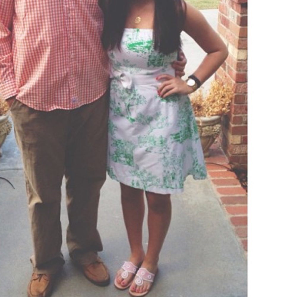 Lilly Pulitzer strapless dress with garden design